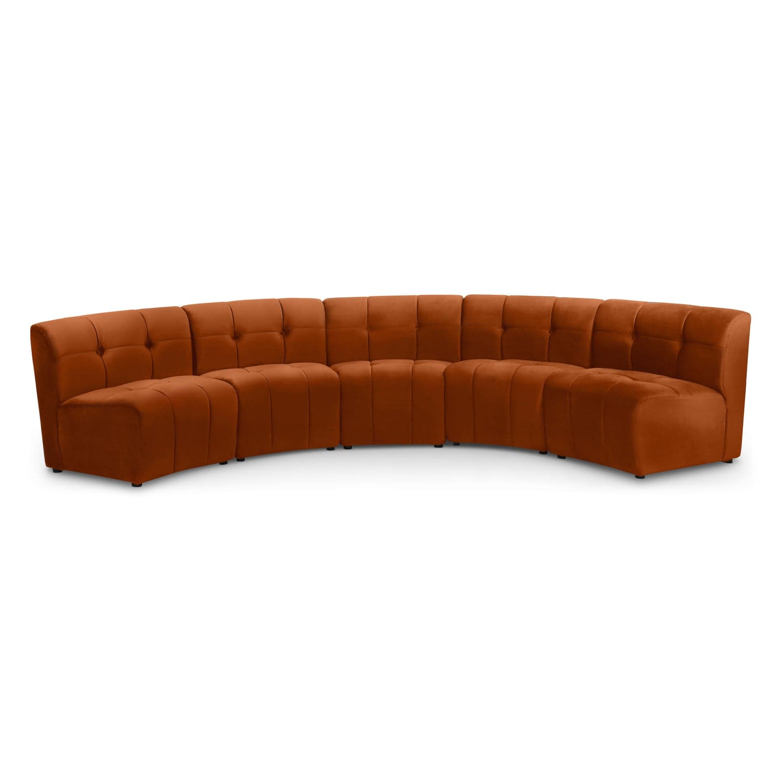 Kira 141.5" Cognac Velvet Upholstered Sectional, 5-Piece — Vista 1 (1/3)