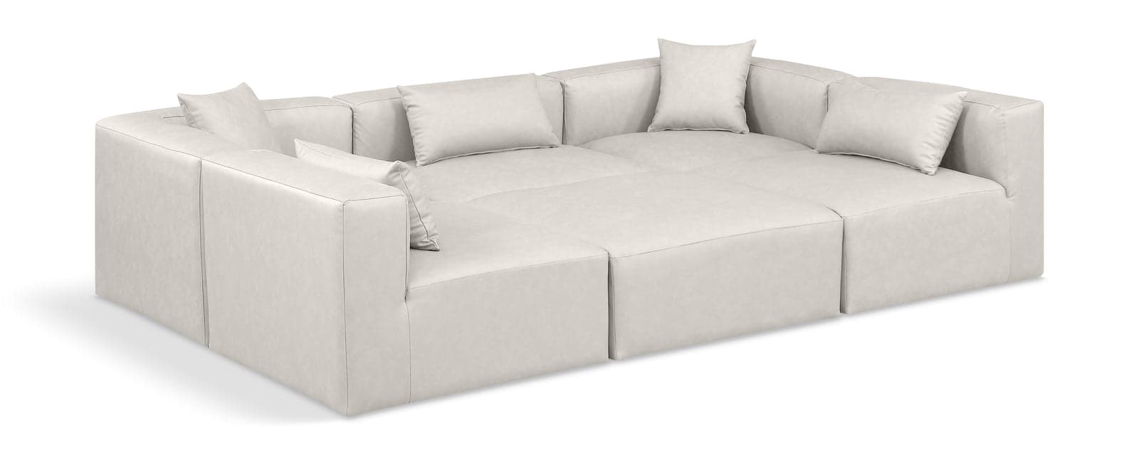 Farrah 108" Cream Vegan Leather Upholstered Sectional, 6-Piece — Vista 1 (1/3)