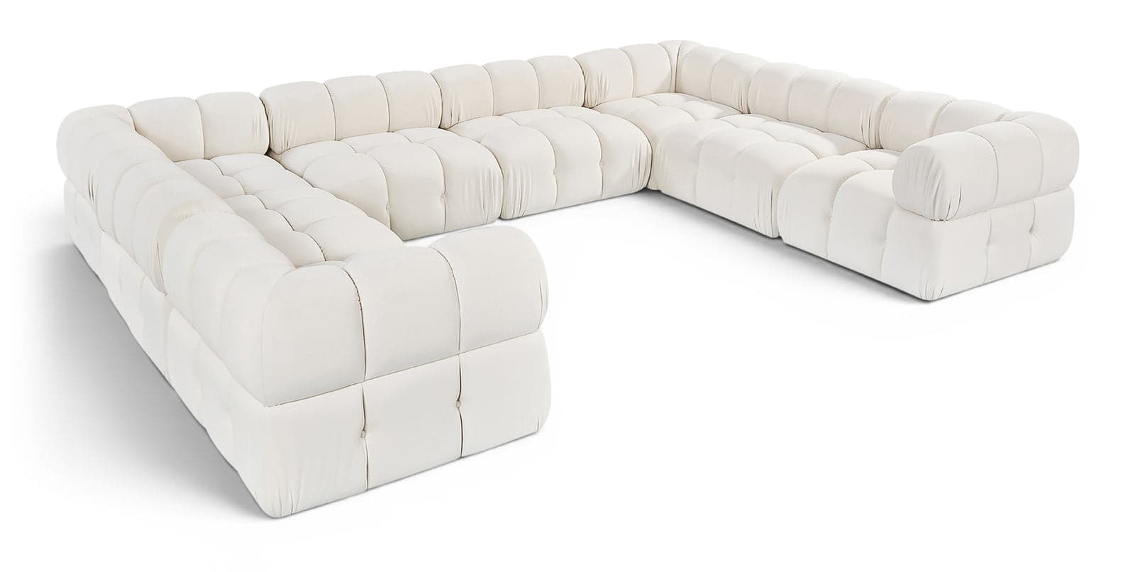 Camden Cream Velvet Performance Fabric Upholstered Sectional, 8-Piece — View 1 (1/3)