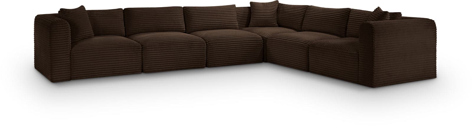 Faye 140" Brown Corduroy Performance Fabric Upholstered Sectional, 6-Piece — Vista 1 (1/3)