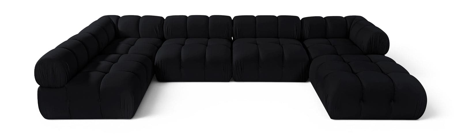 Camden Black Velvet Performance Fabric Upholstered Sectional, 6-Piece (Style 5) — View 1 (1/3)