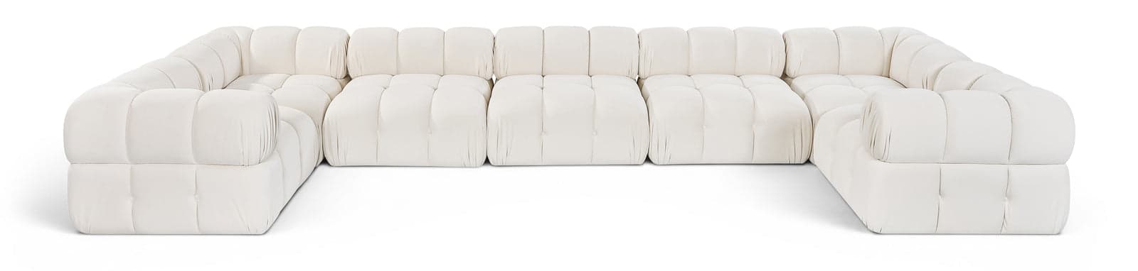 Camden Cream Velvet Performance Fabric Upholstered Sectional, 7-Piece (Style 6) — View 1 (1/3)