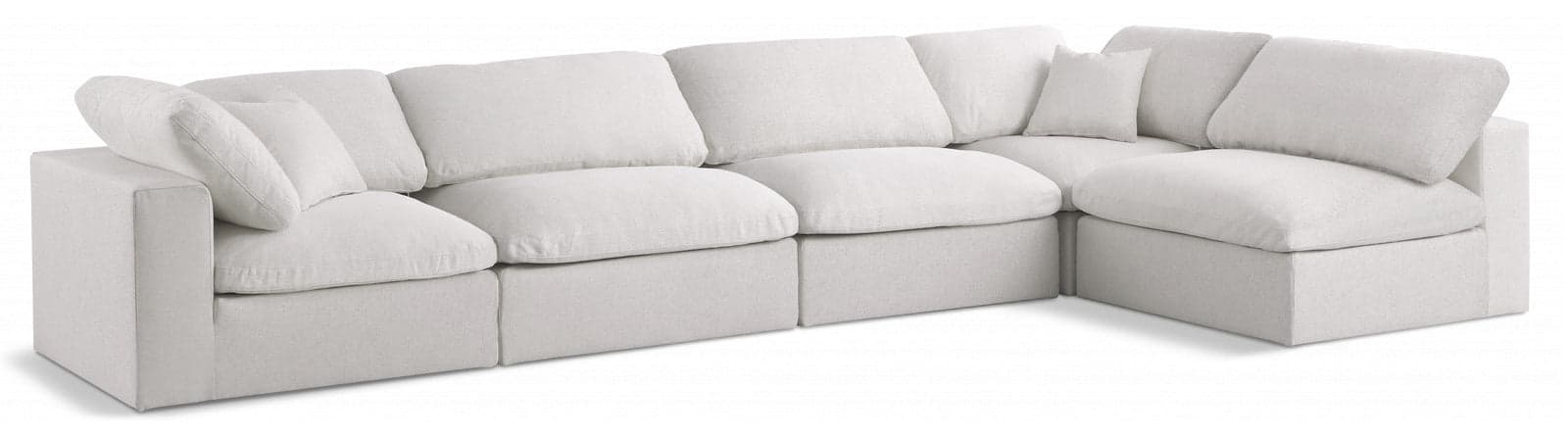 Camden 158" Cream Linen Textured Fabric Upholstered Deluxe Comfort Sectional, 5-Piece (Style 2) — Vista 1 (1/3)