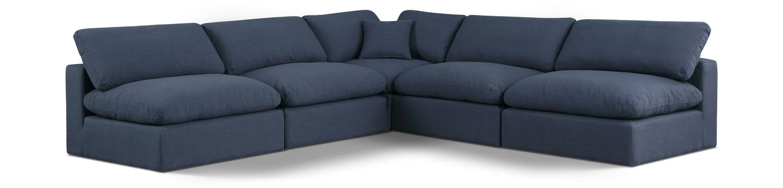 Farrah 118" Navy Linen Textured Fabric Upholstered Sectional, 5-Piece — Vista 1 (1/3)