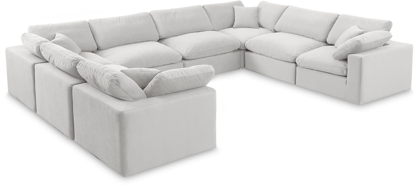 Farrah 158" Cream Velvet Upholstered Sectional, 8-Piece — View 1 (1/3)