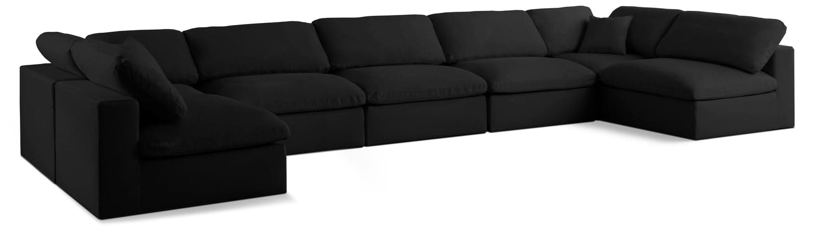Camden 197" Black Linen Textured Fabric Upholstered Deluxe Comfort Sectional, 7-Piece — View 1 (1/3)