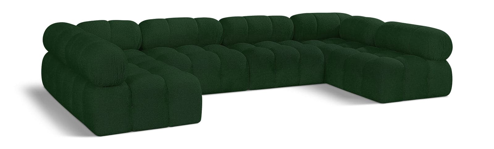 Darcy 136" Green Boucle Fabric Upholstered Sectional, 6-Piece (Style 2) — View 1 (1/3)