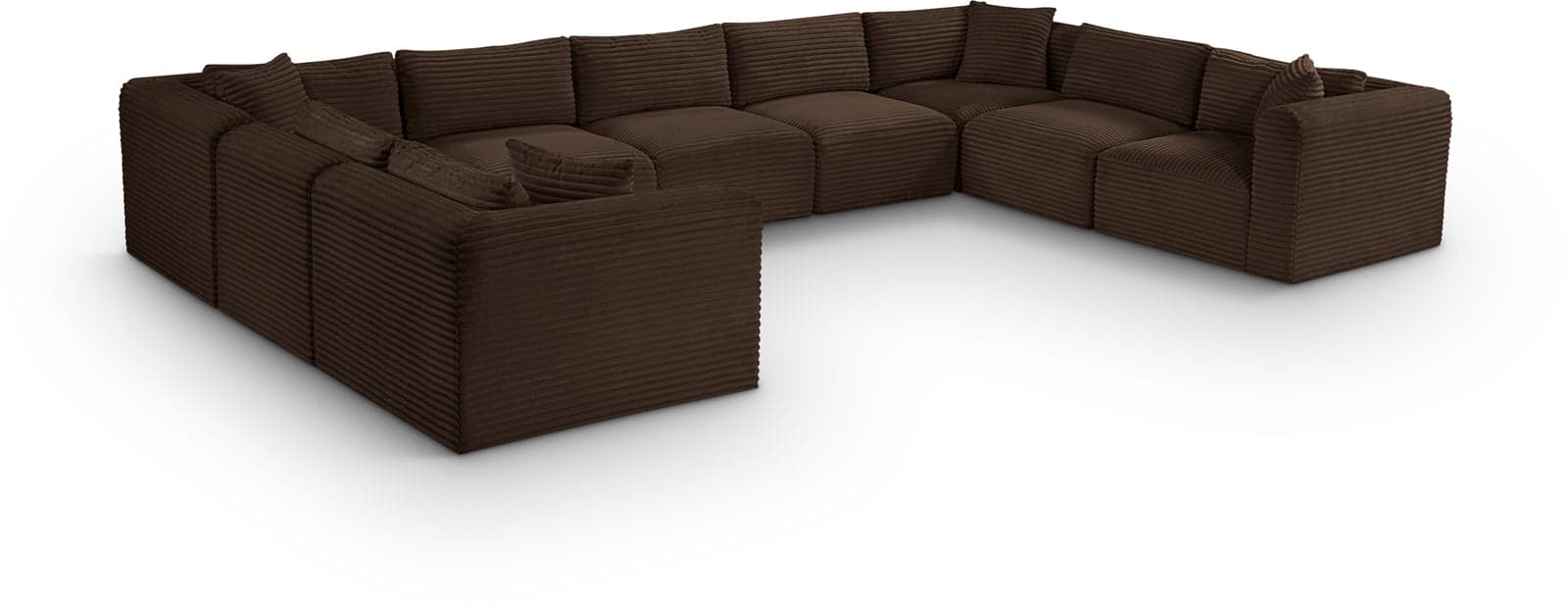 Faye 171" Brown Corduroy Performance Fabric Upholstered Sectional, 9-Piece — Vista 1 (1/3)