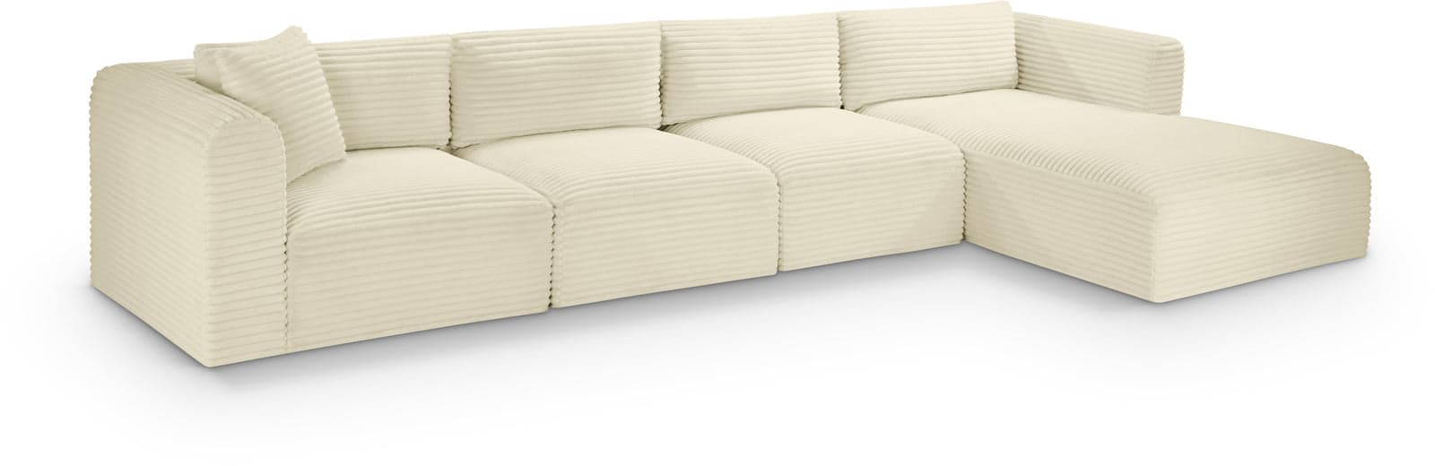Faye 145" Cream Corduroy Performance Fabric Upholstered Sectional, 4-Piece — View 1 (1/3)
