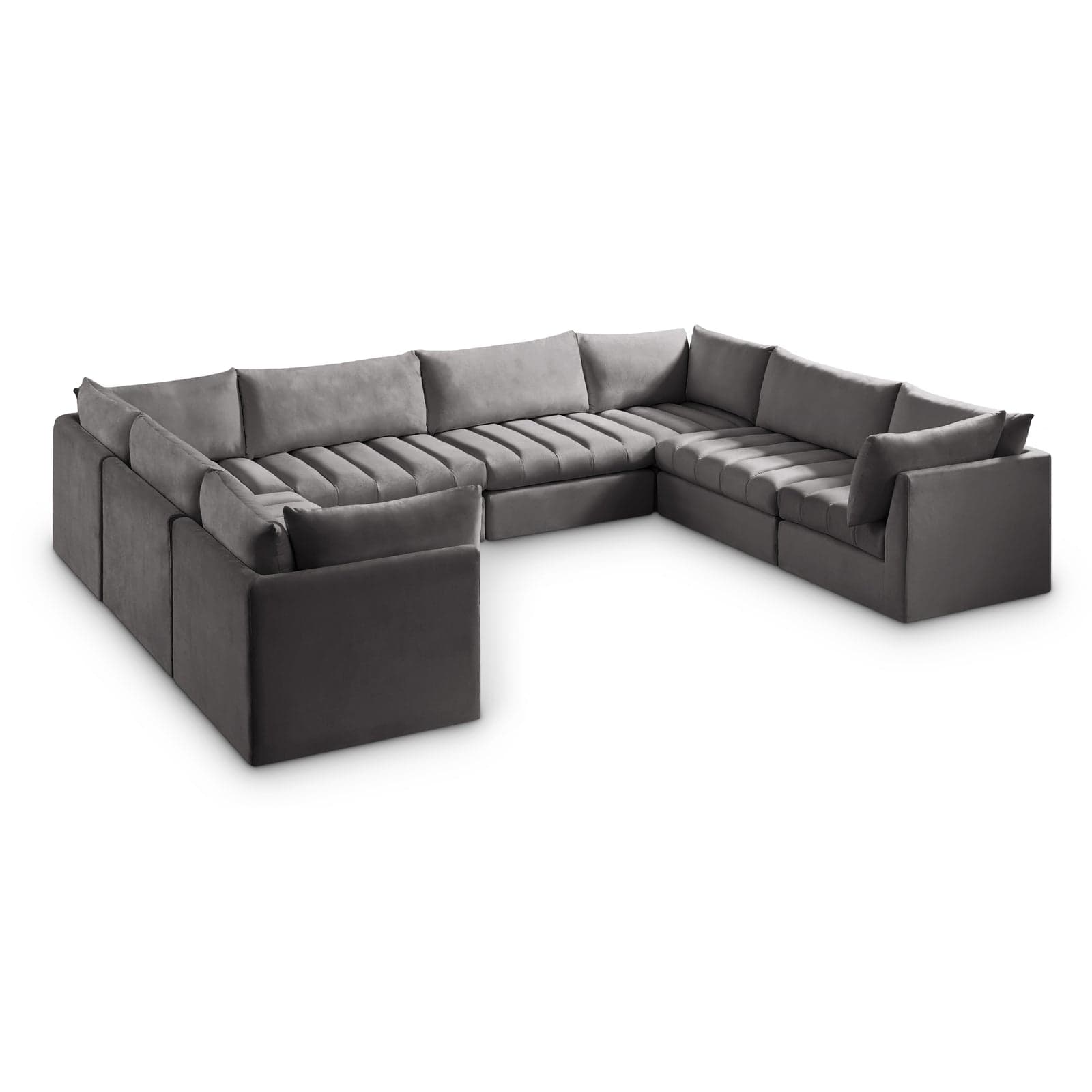 Rowan 140" Grey Velvet Upholstered Sectional, 8-Piece — View 1 (1/3)