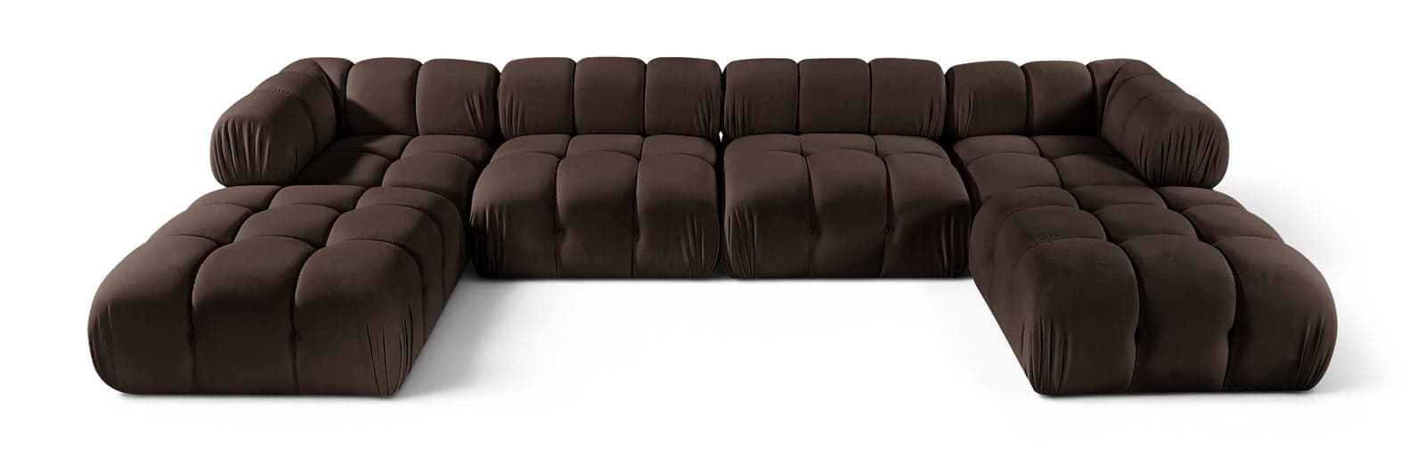 Camden Brown Velvet Performance Fabric Upholstered Sectional, 6-Piece (Style 4) — Vista 1 (1/3)