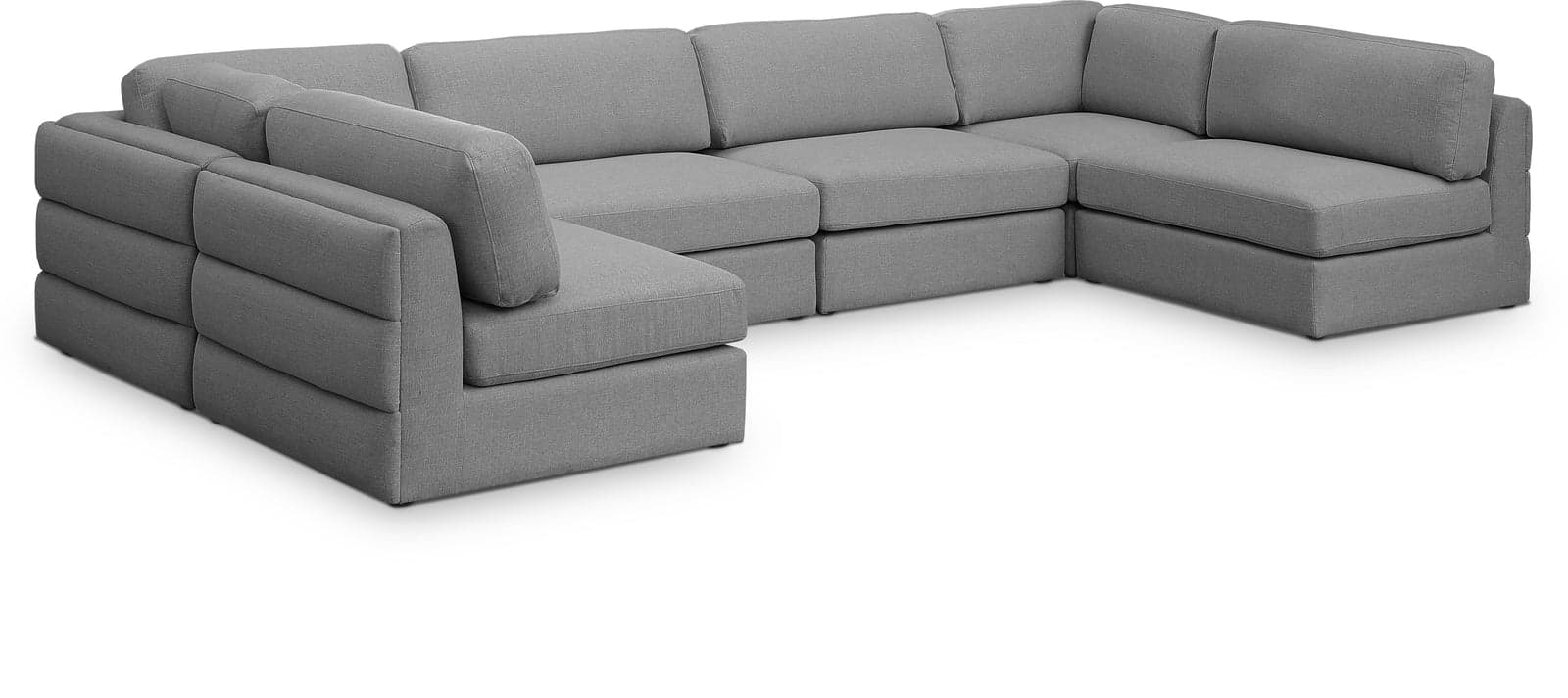 Celeste 152" Grey Linen Textured Fabric Upholstered Sectional, 6-Piece — View 1 (1/3)