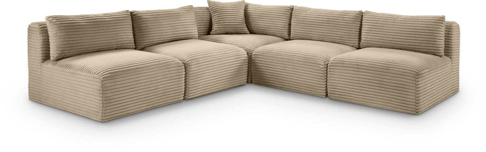 Faye 101" Taupe Corduroy Performance Fabric Upholstered Sectional, 5-Piece — Vista 1 (1/3)