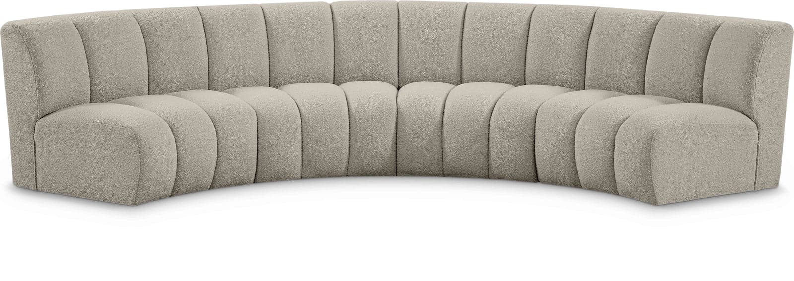 Isolde 148" Brown Boucle Fabric Upholstered Sectional, 4-Piece — Vista 1 (1/3)