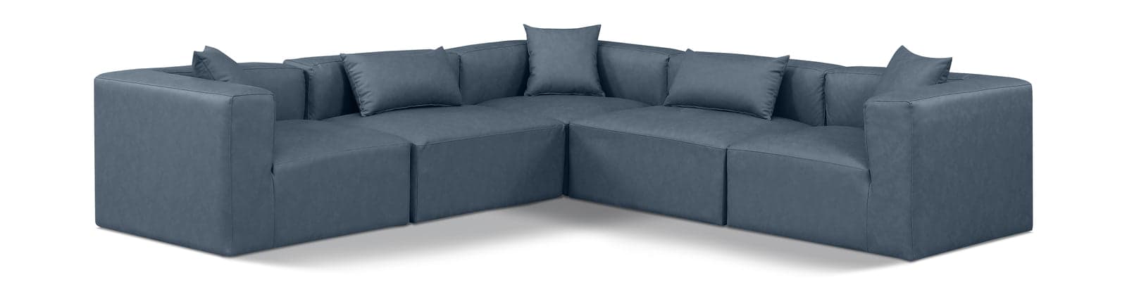 Farrah 108" Navy Vegan Leather Upholstered Sectional, 5-Piece (Style 2) — View 1 (1/3)