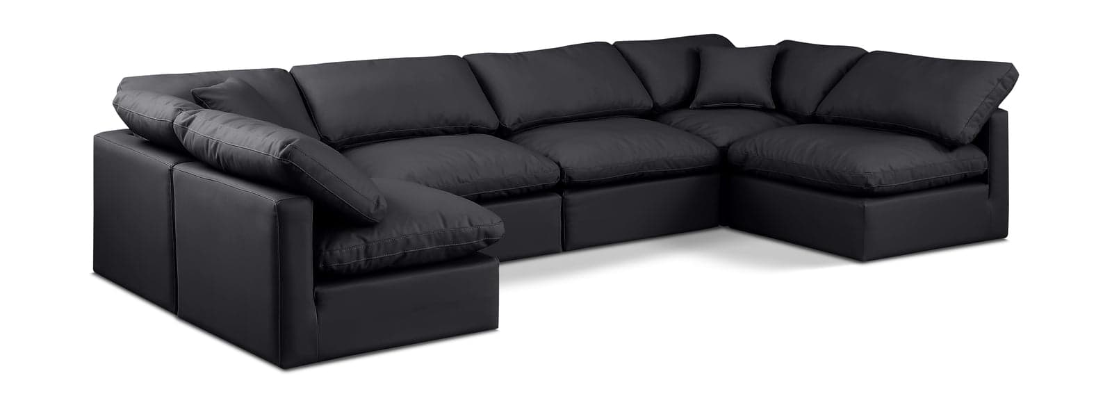 Sloane 140" Vegan Leather Upholstered Sectional, 6-Piece (Style 3) — Vista 1 (1/5)