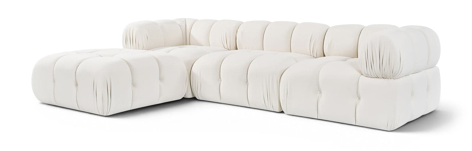 Camden Cream Velvet Performance Fabric Upholstered Sectional, 4-Piece (Style 2) — View 1 (1/3)