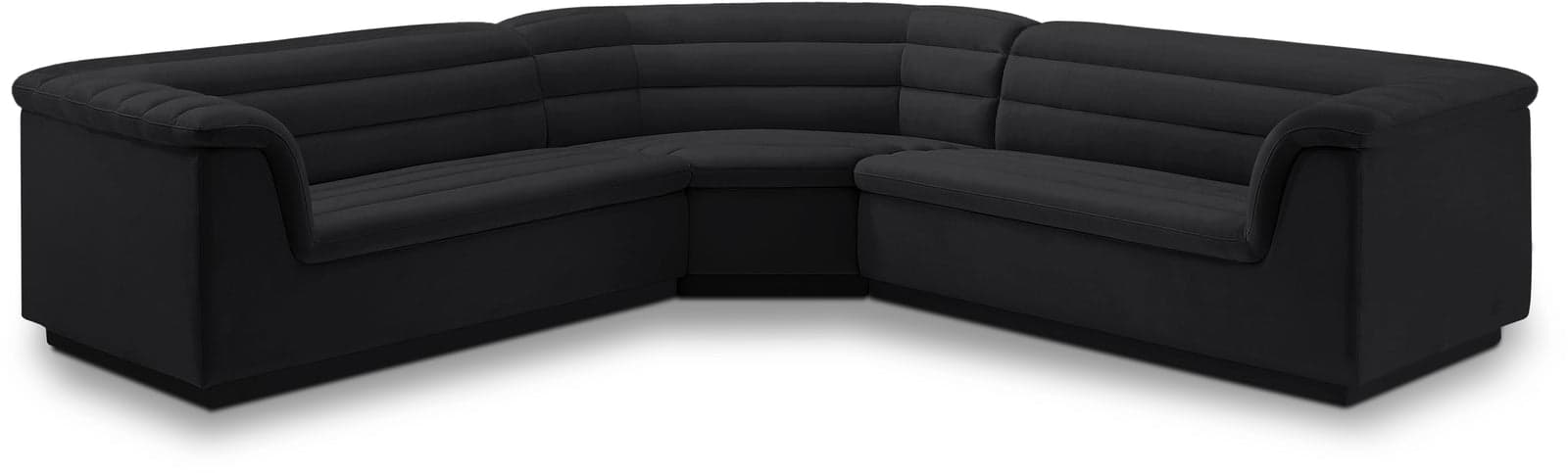 Faye 148" Black Velvet Upholstered Sectional, 3-Piece — View 1 (1/3)