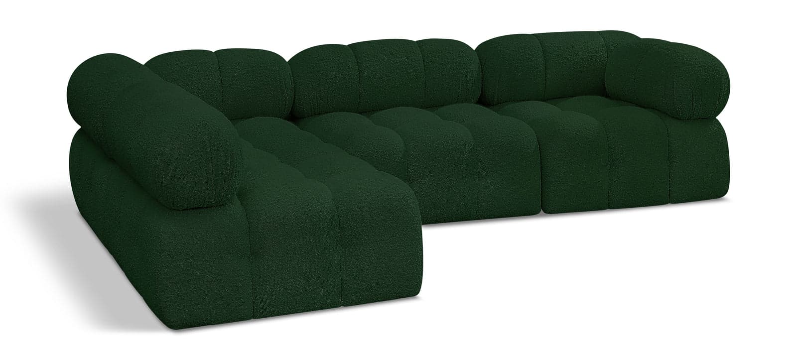 Darcy 102" Green Boucle Fabric Upholstered Sectional, 4-Piece — Vista 1 (1/3)