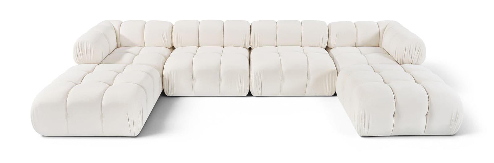 Camden Cream Velvet Performance Fabric Upholstered Sectional, 6-Piece (Style 4) — View 1 (1/3)