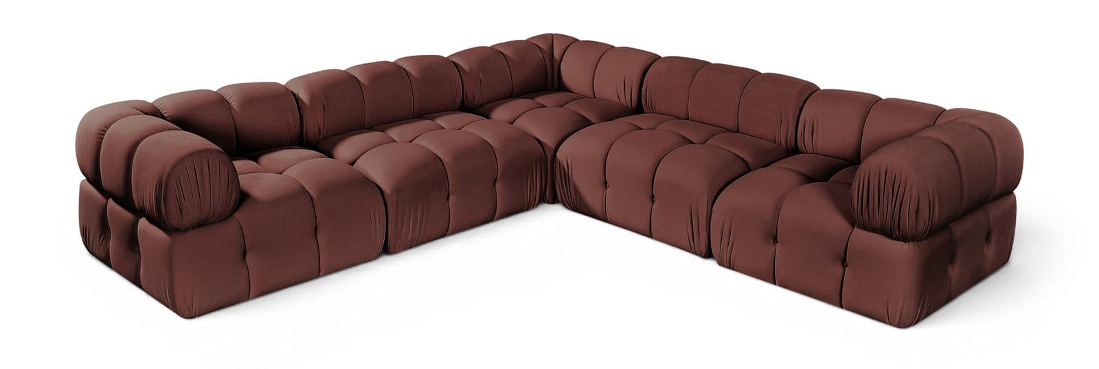 Camden Rose Velvet Performance Fabric Upholstered Sectional, 5-Piece (Style 3) — View 1 (1/3)