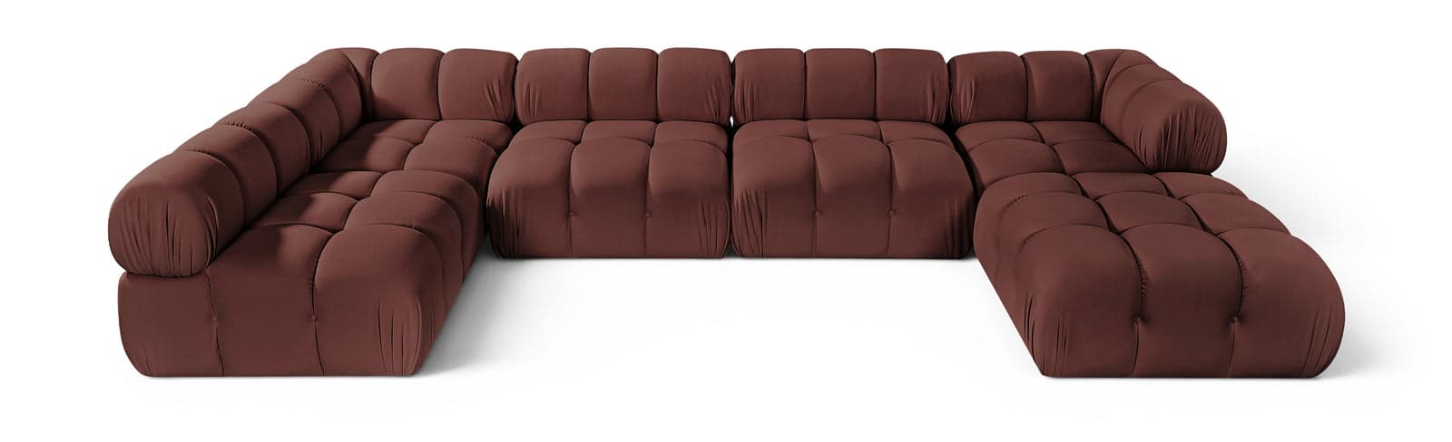 Camden Rose Velvet Performance Fabric Upholstered Sectional, 6-Piece (Style 5) — Vista 1 (1/3)