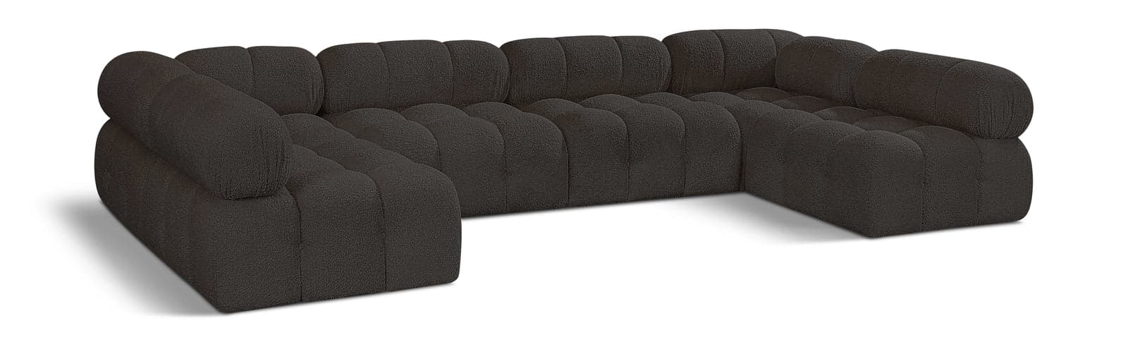Darcy 136" Brown Boucle Fabric Upholstered Sectional, 6-Piece (Style 2) — View 1 (1/3)