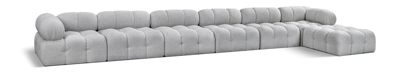 Darcy 204" Grey Boucle Fabric Upholstered Sectional, 7-Piece (Style 2) — View 1 (1/3)