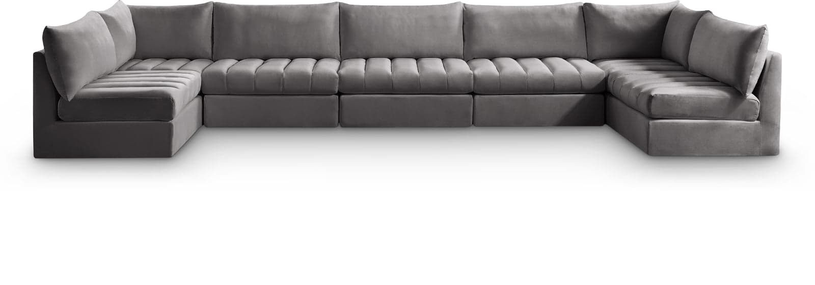 Rowan 177" Grey Velvet Upholstered Sectional, 7-Piece — Vista 1 (1/3)