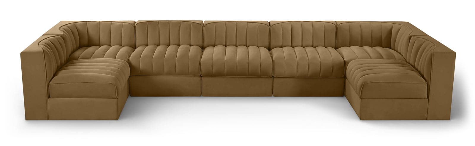 Talia Saddle Velvet Performance Fabric Upholstered Sectional, 7-Piece (Style 2) — Vista 1 (1/3)