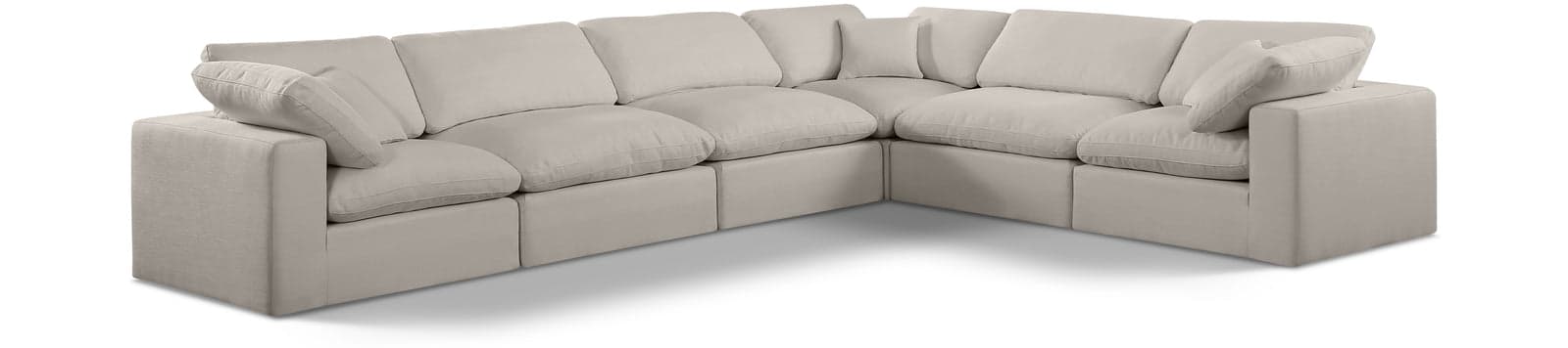 Farrah 158" Beige Linen Textured Fabric Upholstered Sectional, 6-Piece — View 1 (1/3)