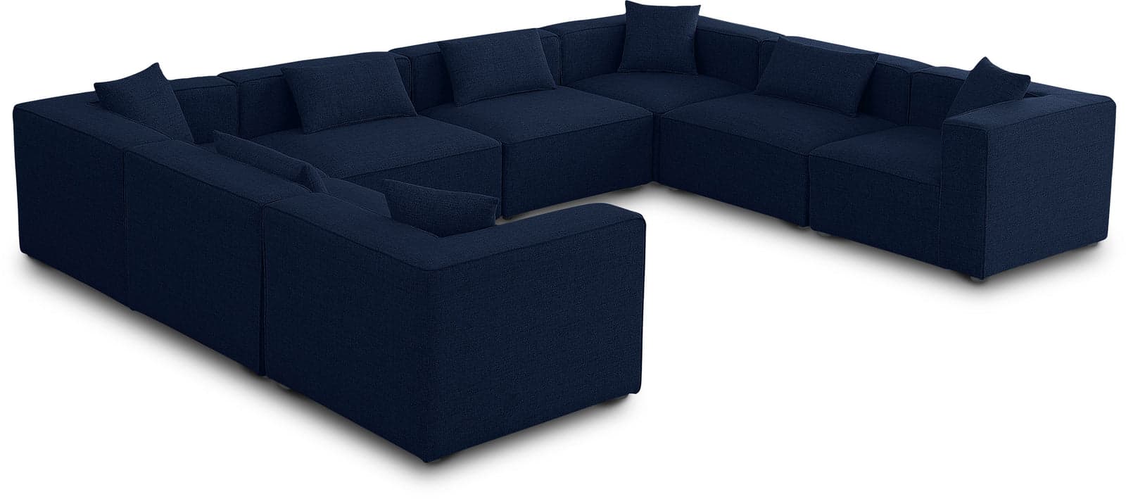 Farrah 144" Navy Fabric Upholstered Sectional, 8-Piece — View 1 (1/3)