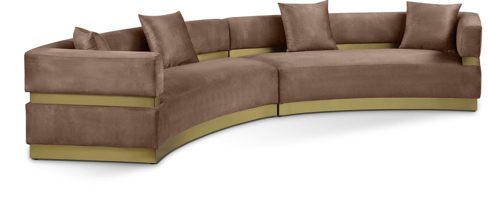 Rhea 148" Brown Velvet Upholstered Sectional, 2-Piece — View 1 (1/3)