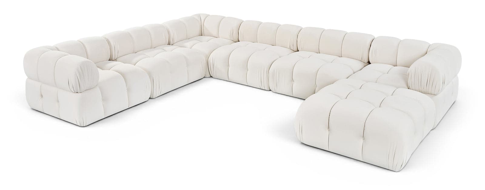 Camden Cream Velvet Performance Fabric Upholstered Sectional, 7-Piece (Style 7) — View 1 (1/3)