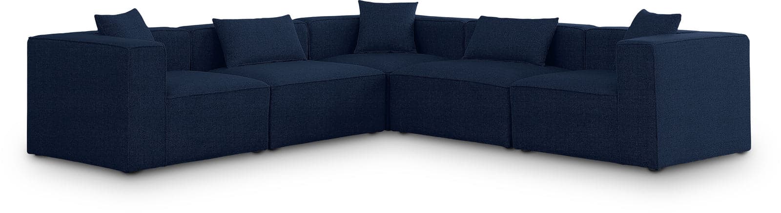Farrah 108" Navy Fabric Upholstered Sectional, 5-Piece (Style 2) — Vista 1 (1/3)