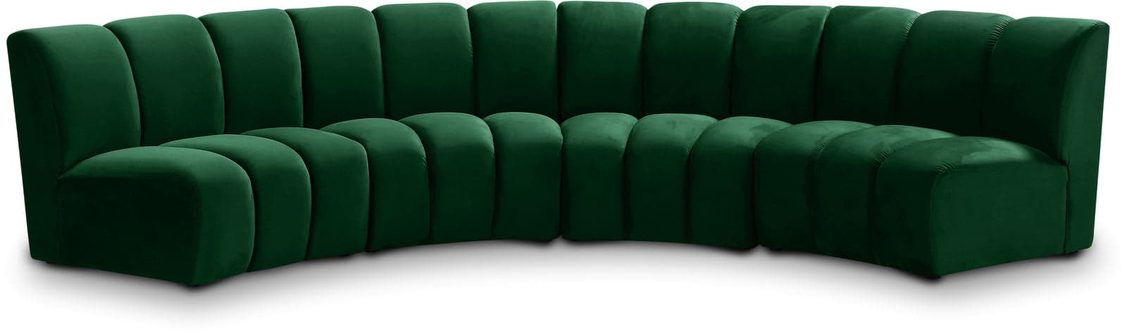 Isolde 148" Green Velvet Upholstered Sectional, 4-Piece — Vista 1 (1/3)