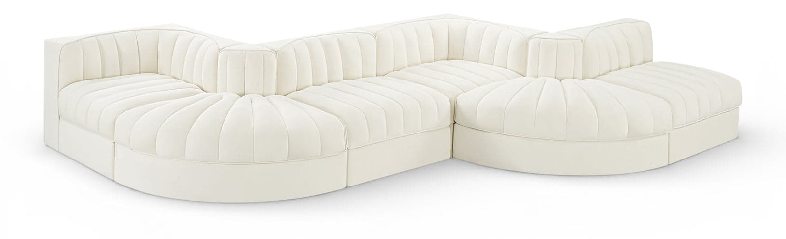 Talia Cream Velvet Performance Fabric Upholstered Sectional, 6-Piece (Style 6) — Vista 1 (1/3)