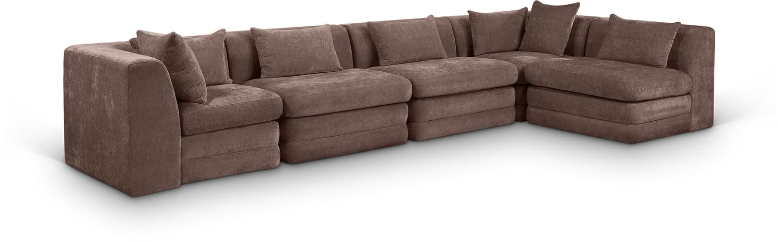 Willow 152" Brown Chenille Fabric Upholstered 5Pc. Sectional, 5-Piece (Style 2) — Vista 1 (1/3)