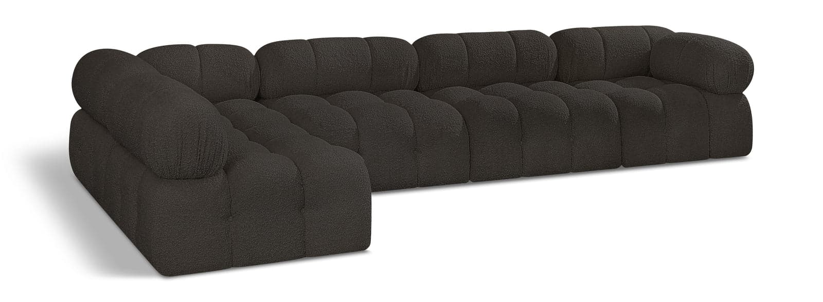Darcy 136" Brown Boucle Fabric Upholstered Sectional, 5-Piece — View 1 (1/3)
