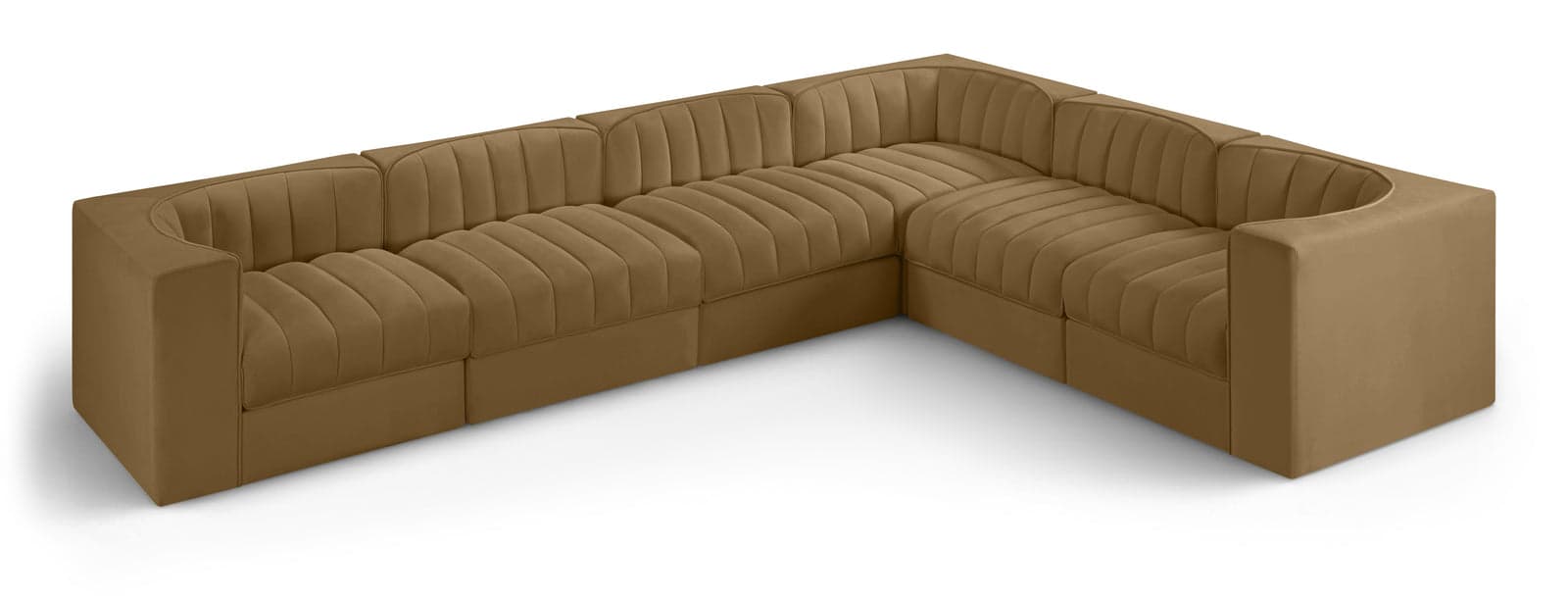 Talia Saddle Velvet Performance Fabric Upholstered Sectional, 6-Piece (Style 4) — Vista 1 (1/3)