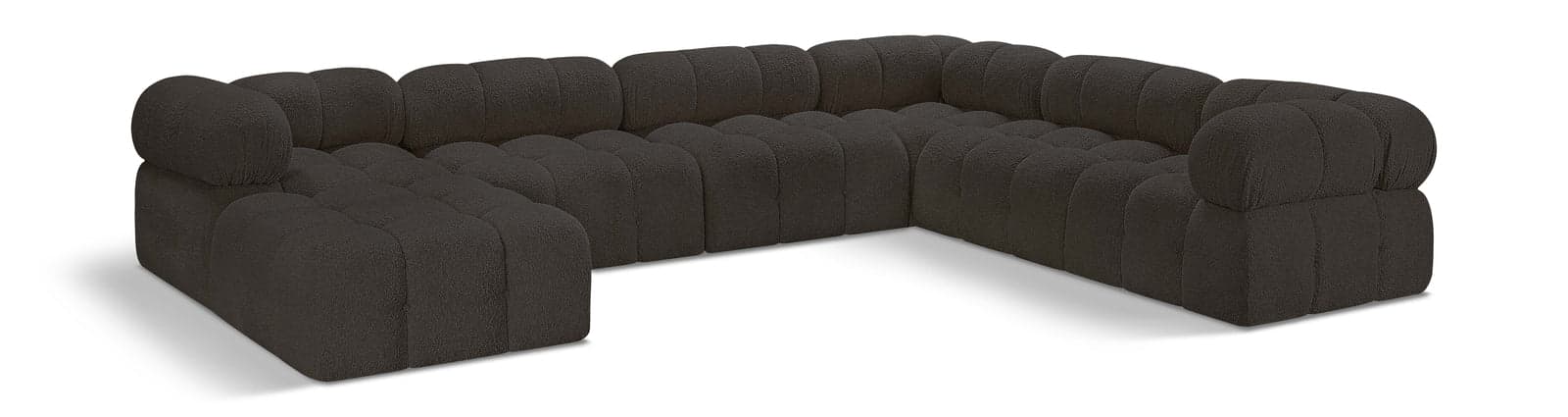 Darcy 136" Brown Boucle Fabric Upholstered Sectional, 7-Piece — View 1 (1/3)