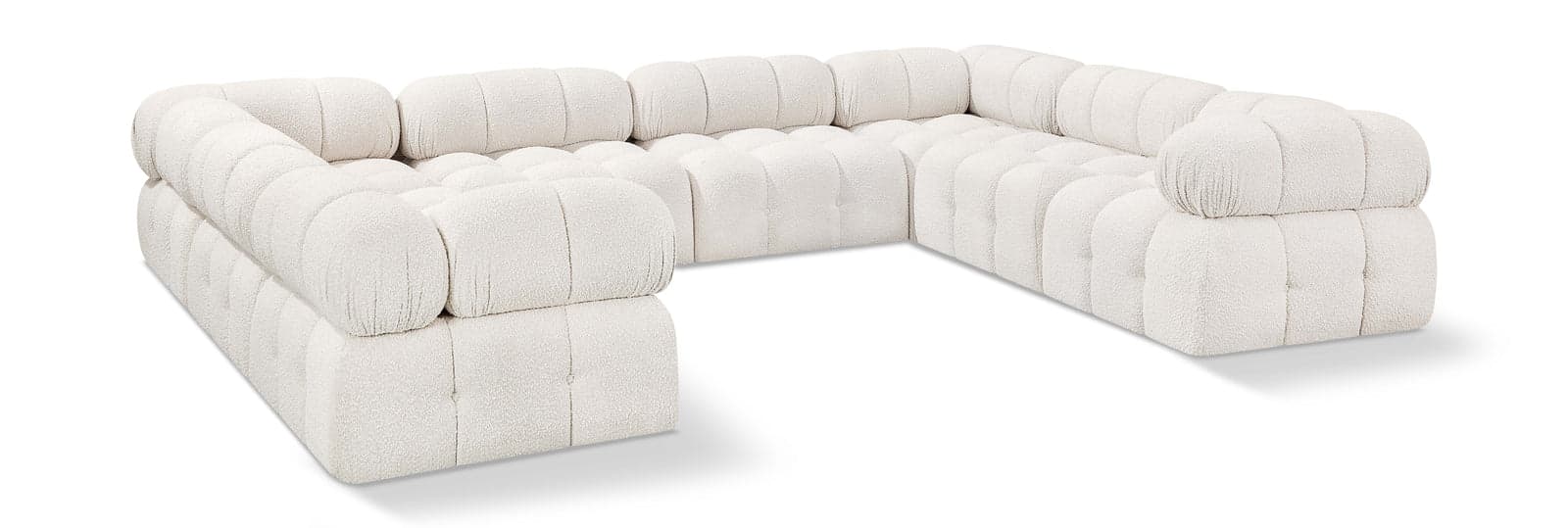 Darcy 136" Cream Boucle Fabric Upholstered Sectional, 8-Piece — View 1 (1/3)