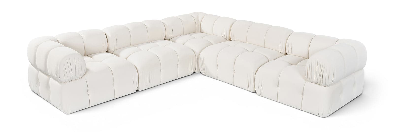 Camden Cream Velvet Performance Fabric Upholstered Sectional, 5-Piece (Style 3) — Vista 1 (1/3)