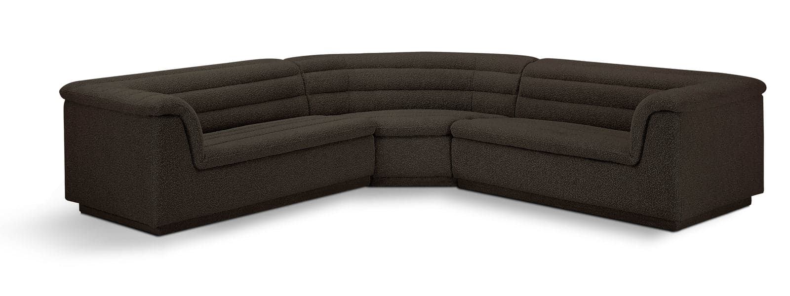 Faye 148" Brown Boucle Fabric Upholstered Sectional, 3-Piece — View 1 (1/3)