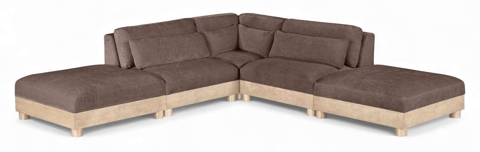 Kira 120" Brown Chenille Fabric Upholstered Modular Sectional, 5-Piece (Style 2) — Vista 1 (1/3)