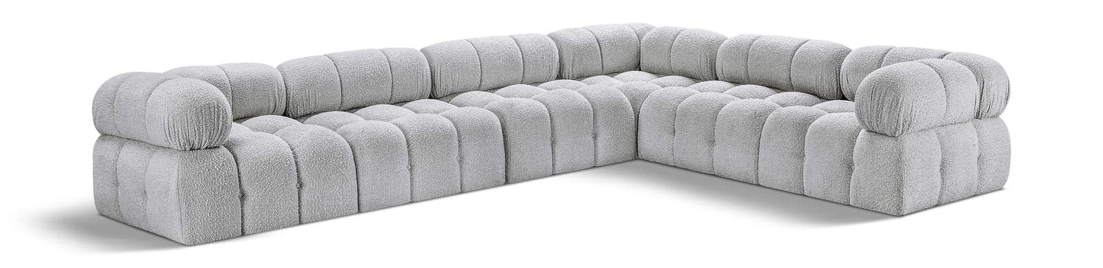 Darcy 136" Grey Boucle Fabric Upholstered Sectional, 6-Piece (Style 4) — Vista 1 (1/3)