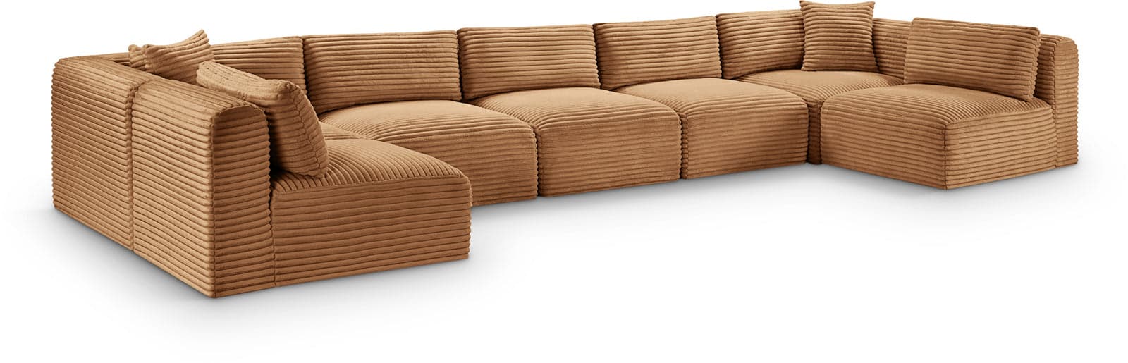 Faye 171" Saddle Corduroy Performance Fabric Upholstered Sectional, 7-Piece — Vista 1 (1/3)