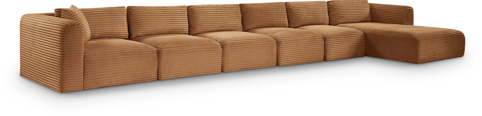 Faye 207" Saddle Corduroy Performance Fabric Upholstered Sectional, 6-Piece — View 1 (1/3)