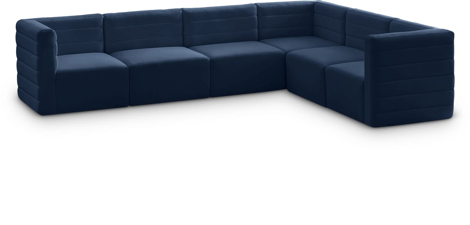 Opal 126" Navy Velvet Upholstered Comfort Sectional, 6-Piece — View 1 (1/3)