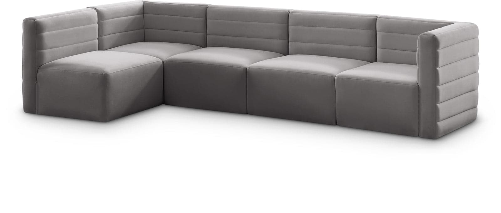 Opal 126" Grey Velvet Upholstered Comfort Sectional, 5-Piece — View 1 (1/3)